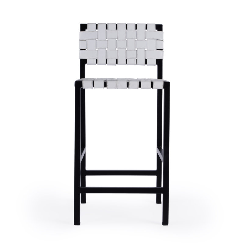 Bialiy Counter Stool with Metal Frame, White/Black