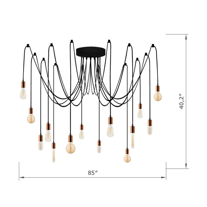 Lustre ajustable en métal 16 lumières