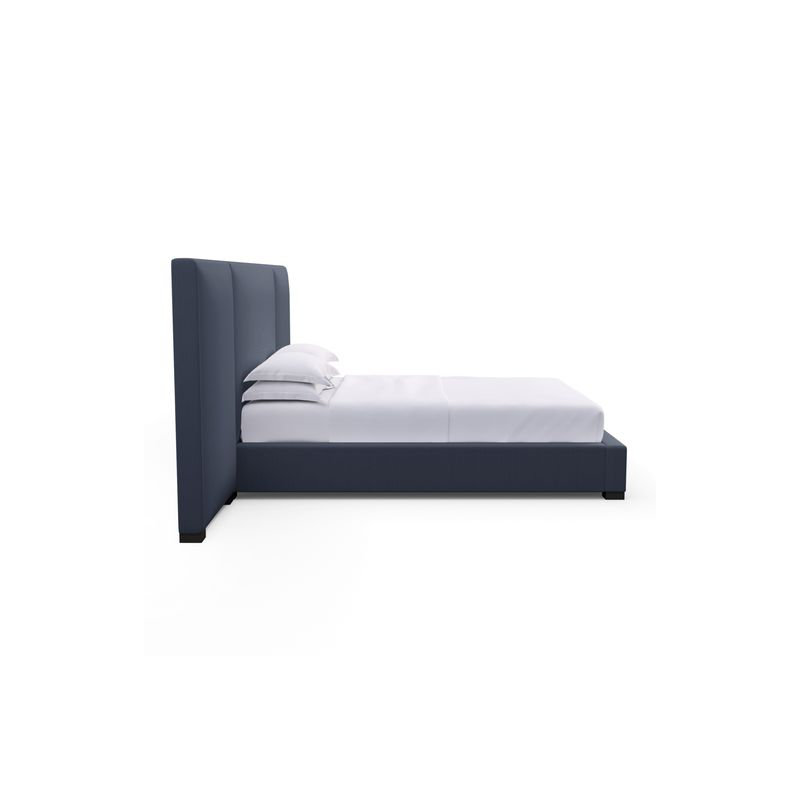 Prospect Upholstered Bed, Weathered, Box Weave Linen Black Jack, King