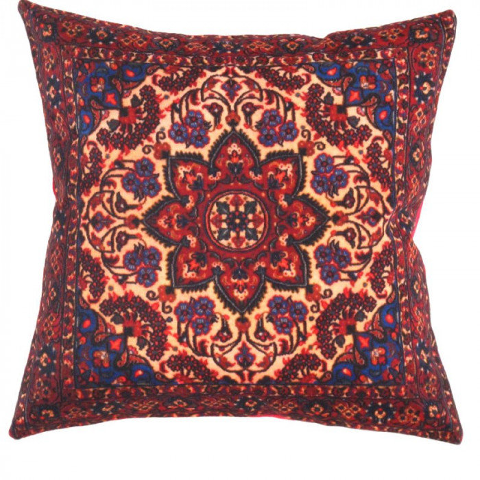 Throw Square Pillow Cover & Insert, Red/Beige/Navy Blue Oriental