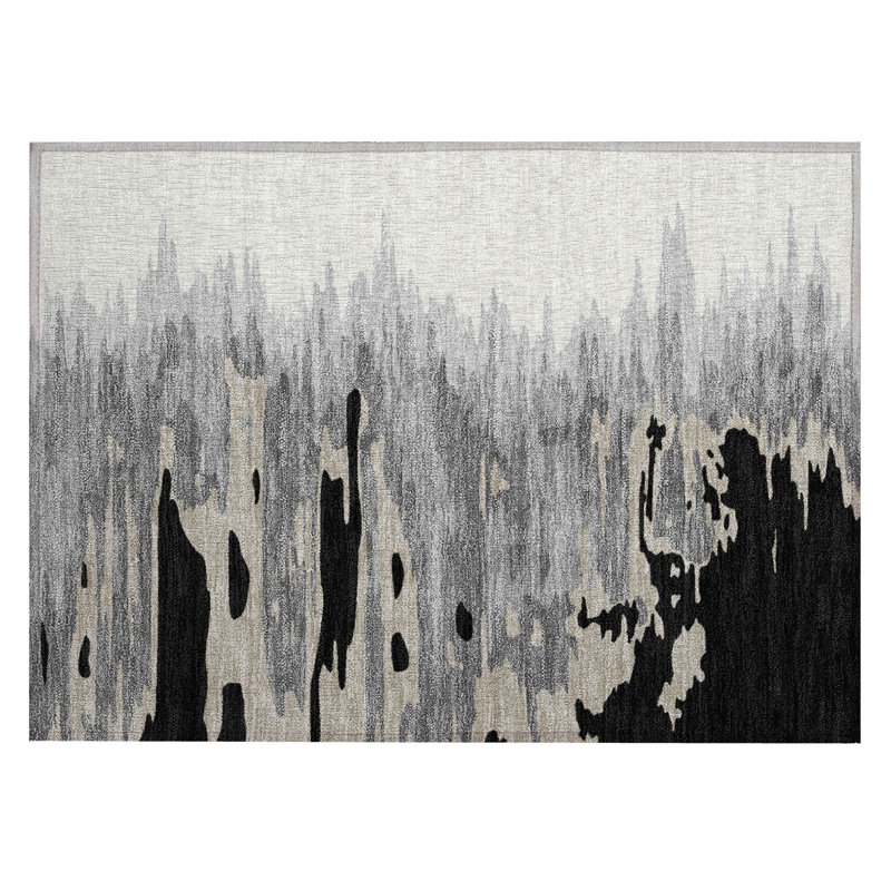 Black Rectangular Easy Care Synthetic Rug, 30x20 inches