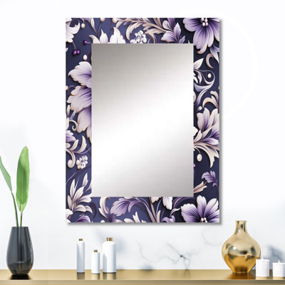 «Purple Love Knot Damask Captur», grand miroir damassé, miroir mural décoratif Boho, impression sur métal