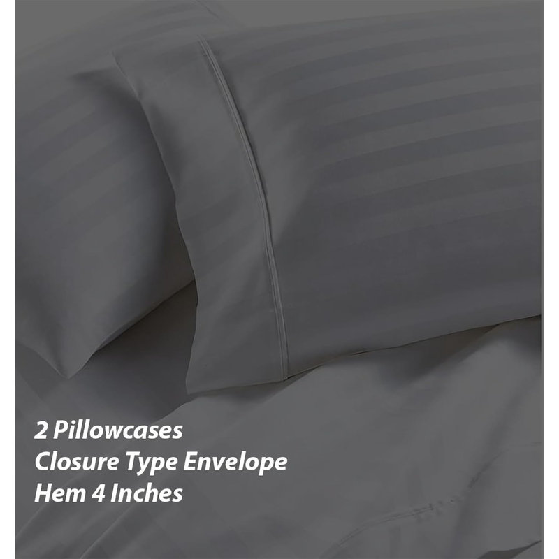 4 Piece Sheet Set- Bedding Sheets & Pillowcases - Soft 400 Thread Count 100% Cotton Sheets - 4 Pieces Bed Sheet Set With 18-Inch Deep Pockets Fitted Sheet, King, Dark Grey