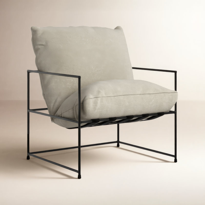 Danita Upholstered Armchair, Washed Beige Performance Canvas