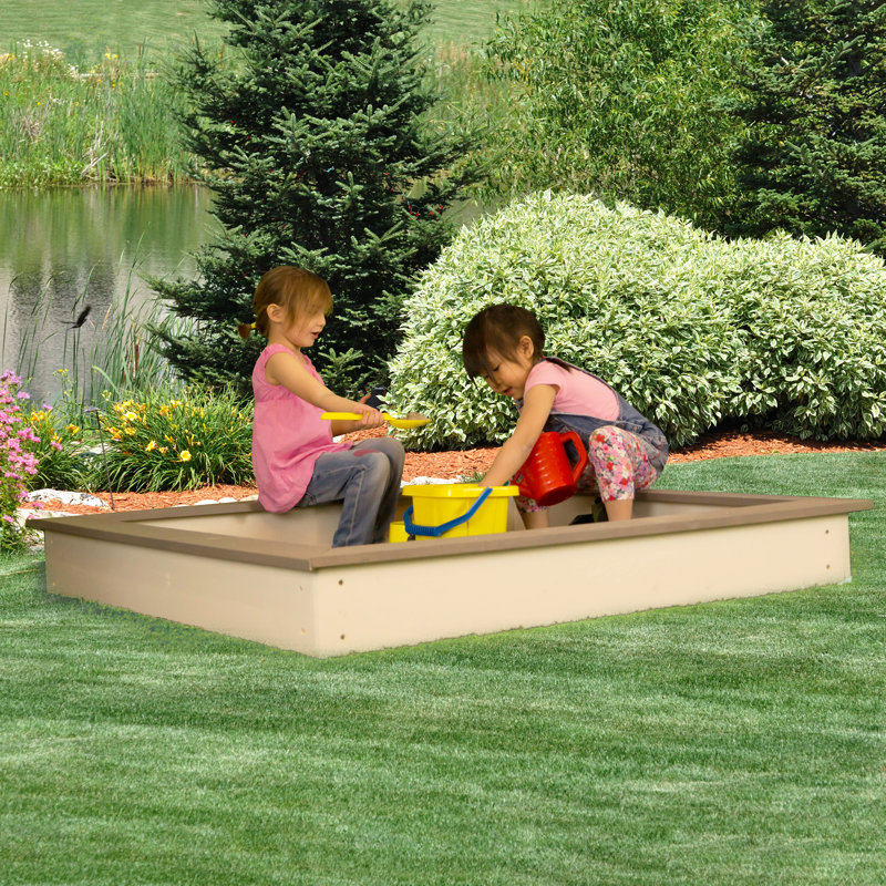 Sunny 127cm x 17cm Solid Wood Square Sandbox with Cover