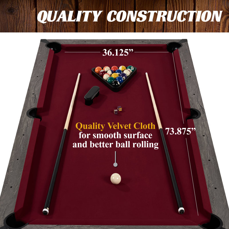 Barrington Billiards Prescott 7' Pool Table, 3-in-1 Dining Top & Table Tennis with Game Accessories & Rolling Storage Caddy