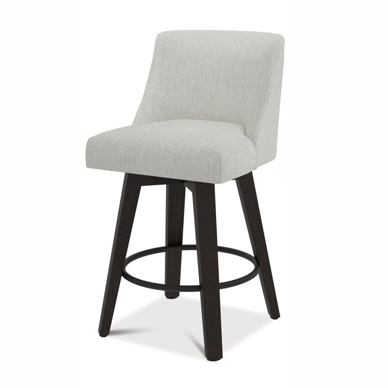 Hokku Designs & Makiba 360° Swivel Counter Height Bar Stool - CertiPUR-US Foam, Solid Wood Frame, Linen Upholstery, 1