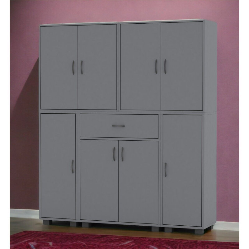 Ahsir Solid Wood 8 - Door Standard Accent Cabinet, Grey