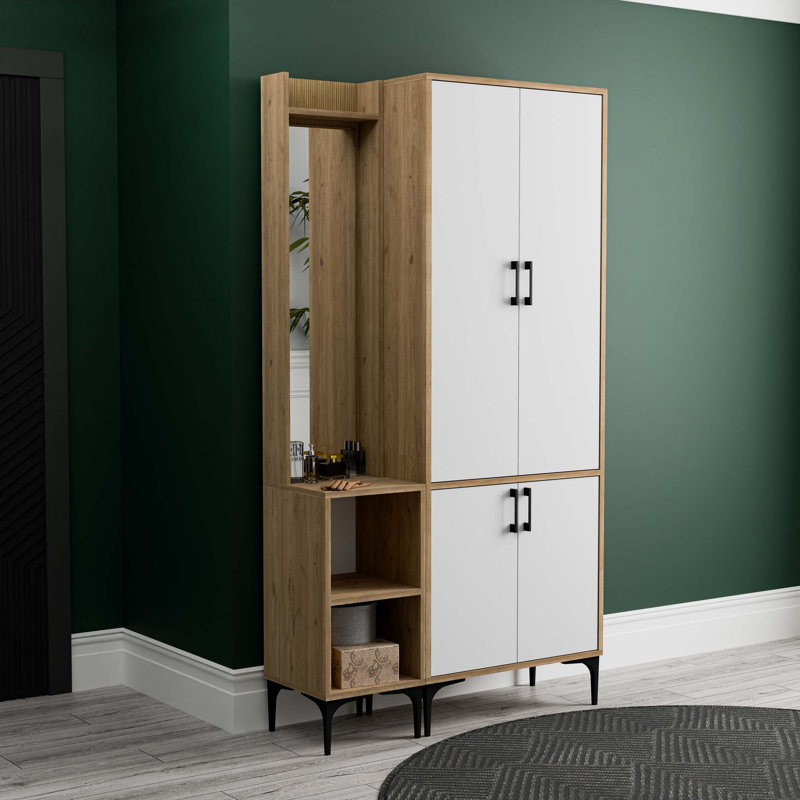 Covedale Hall Tree 70.00cm Wide, White/Oak