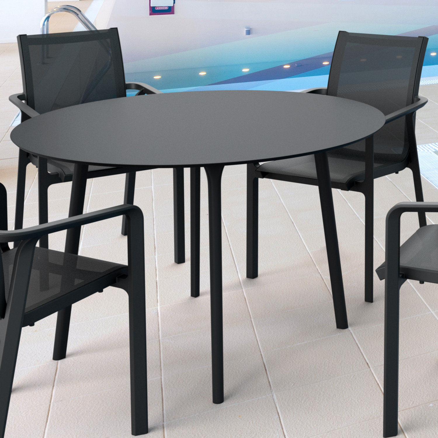 Burt Patio Dining Table, Black