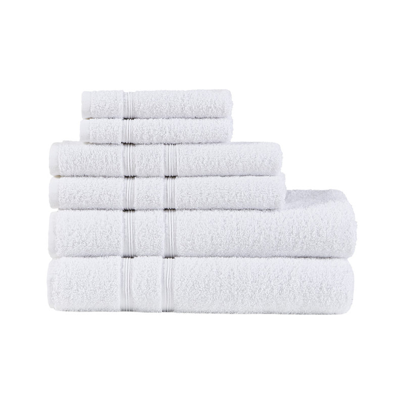 100% Cotton 6 Piece Towel Set, White