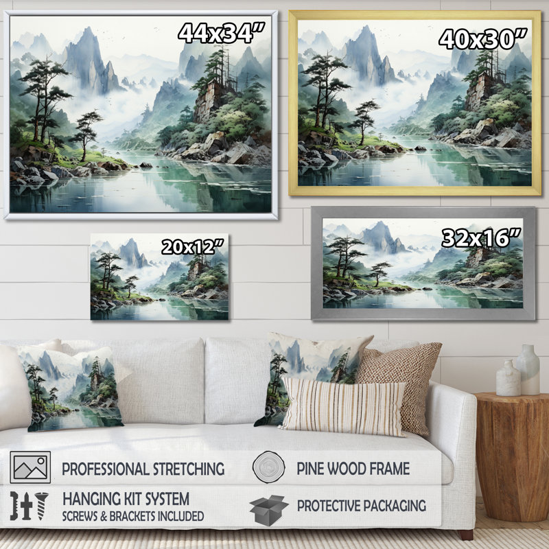«Bethenny China Art», impression sur toile, H 30 po x l 40 po x P 1,5 po, Cadre flottant doré