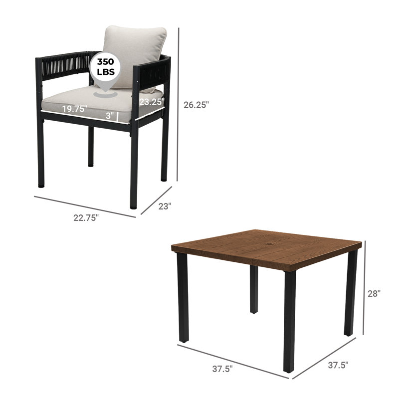 Ensemble repas d'extérieur 4 personnes L 37,5 po Alexandria Square