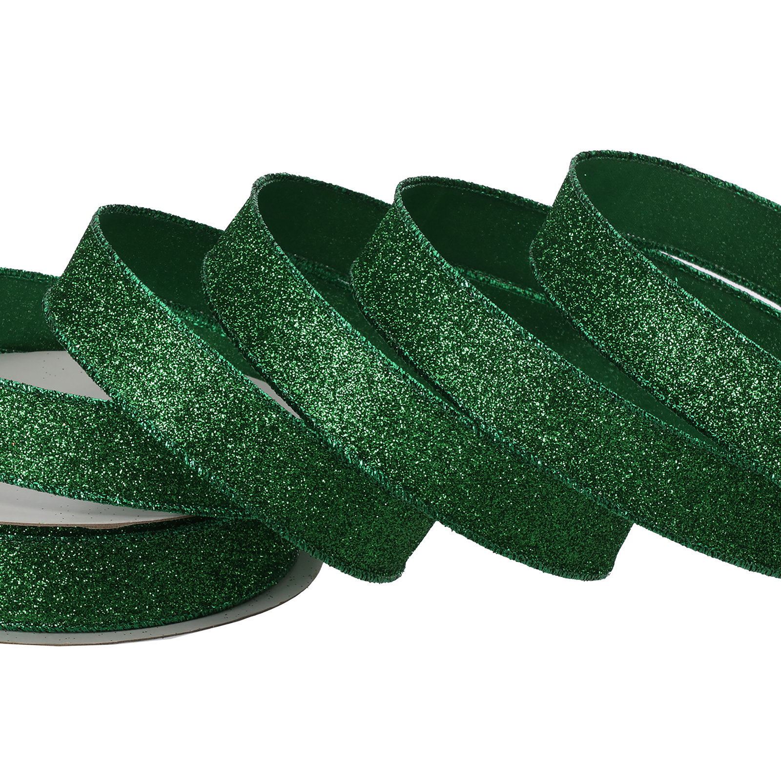 1"X20Y Wired Glitter Satin Ribbon, Green