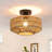 Zendaya   1- Light 11.81" Bohemian Dimmable Hand-woven Paper Rattan Lampshade Semi Flush Mount Ceiling Light for Hallways Storage Rooms Walk-in Closets