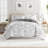 Gray All Season Down-Alternative Reversible Comforter Set in Textured Stripe-1609014976