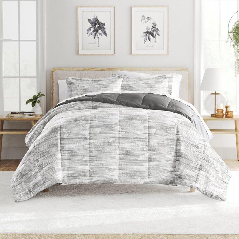 Twin Gray Organic Microfiber Reversible Down Alternative Comforter Set