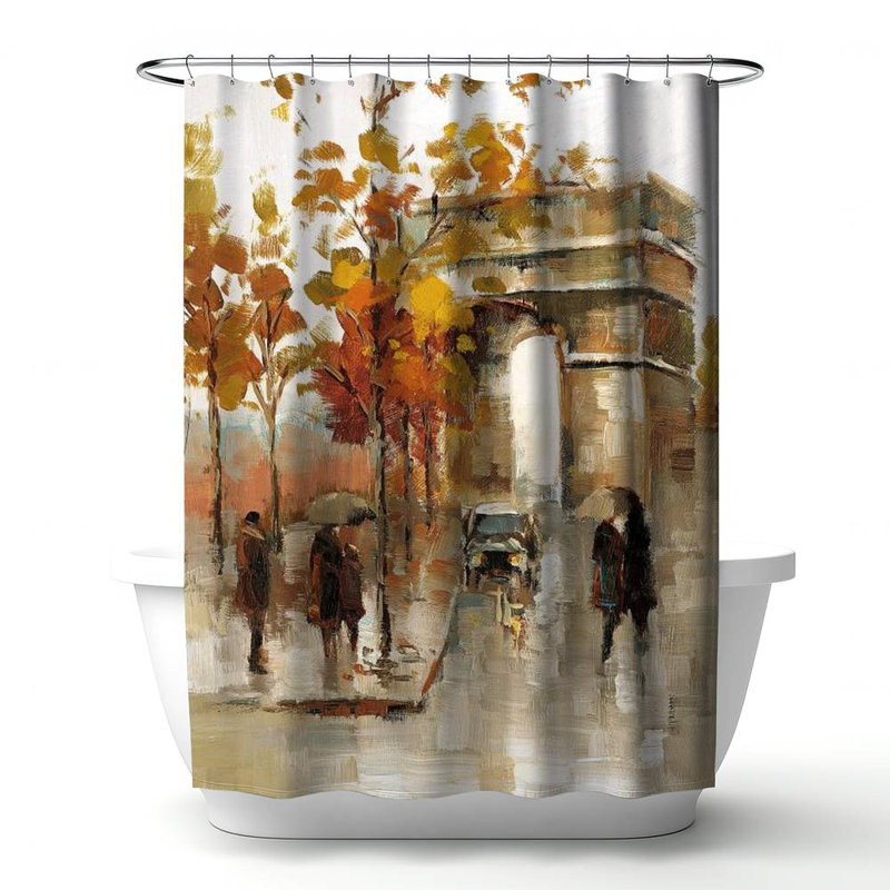 Shower Curtain CI7 – Polyester Shower Curtain, Dye Sublimation Print, 71" W × 74" L