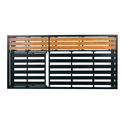 Ensemble de chaise longue en fer noir et teck : 1 structure + 1 coussin crème pliable en 2 parties, capacité de charge de 180 kg, rangement latéral plat, dossier réglable en 5 positions, coussin résistant à l’eau pour terrasse et piscine.