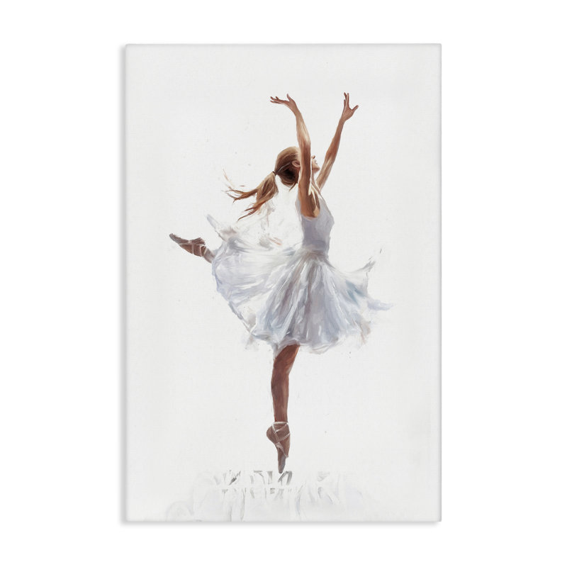 «Graceful Ballerina in White», art mural sur toile par Ramona Murdock, H 36 po x l 24 po