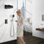 Système de douche encastré minimaliste moderne à 2 fonctions - Valve de contrôle en laiton massif, douche en ABS et à main avec buses en silicone autonettoyantes