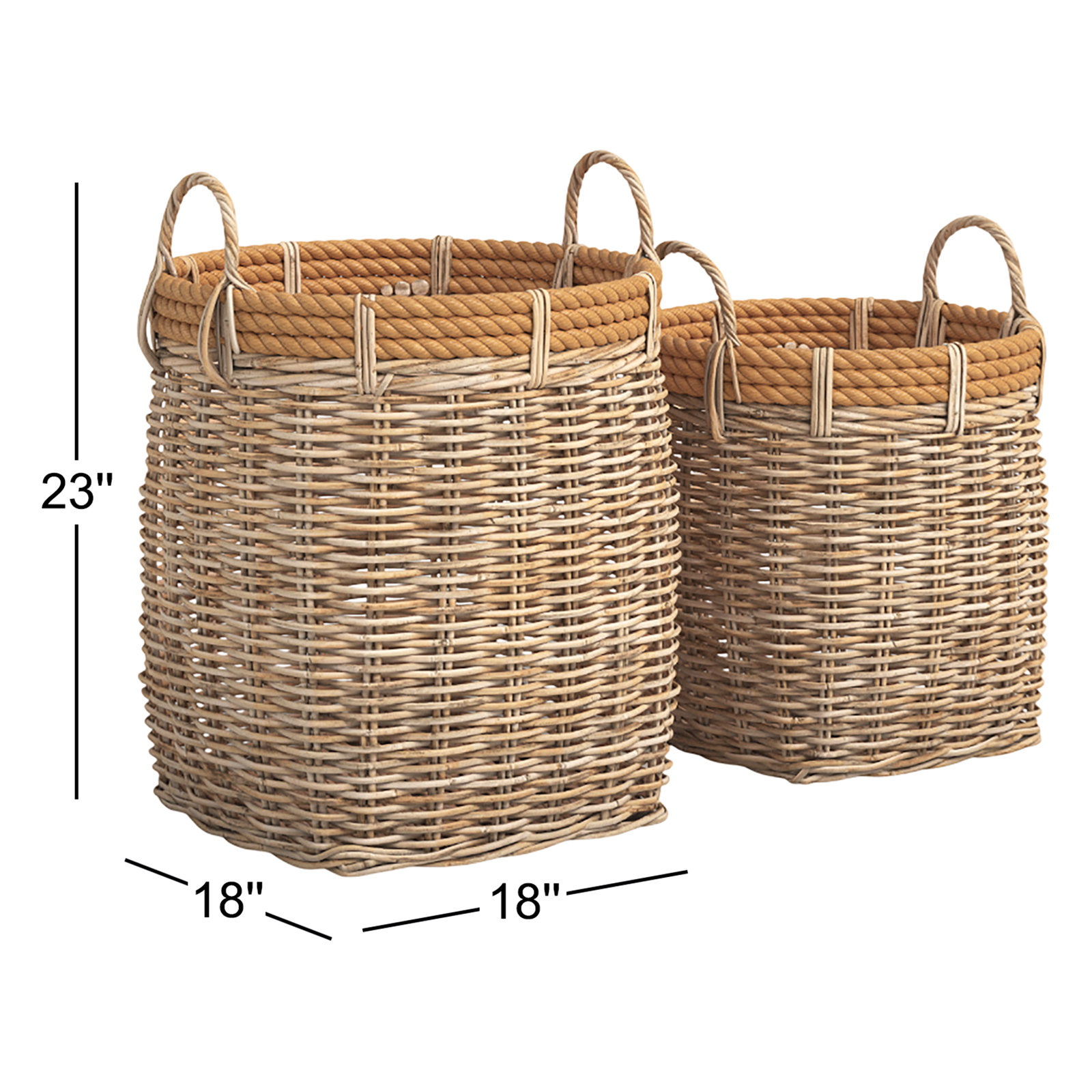 Irving Handmade Rattan Decorative Basket - Set of 2