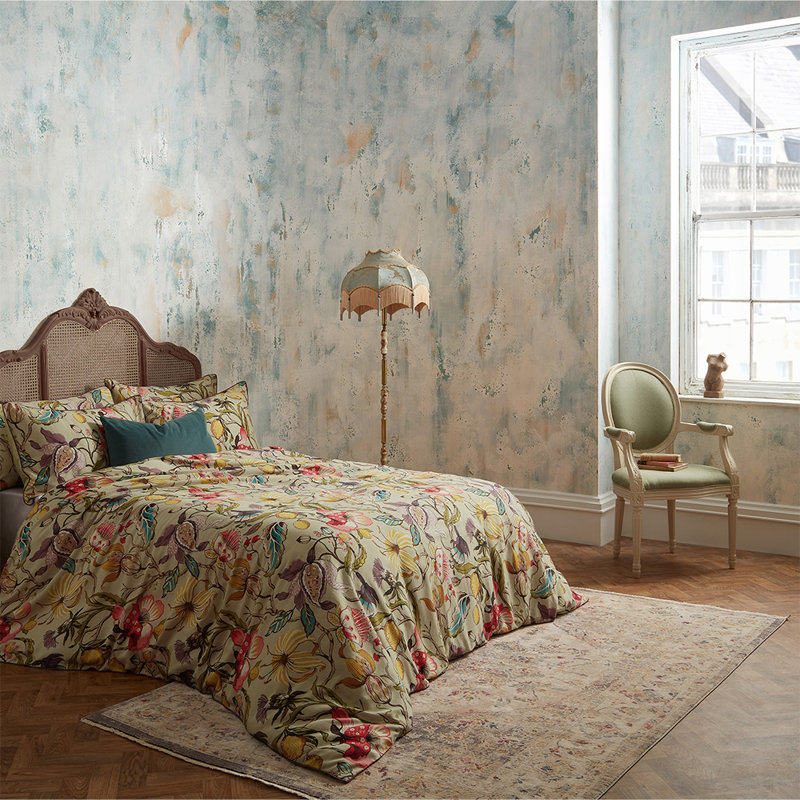 Cotton Floral Duvet Cover Set with Pillowcases, Cream/Pink, Double - 2 Standard Pillowcases