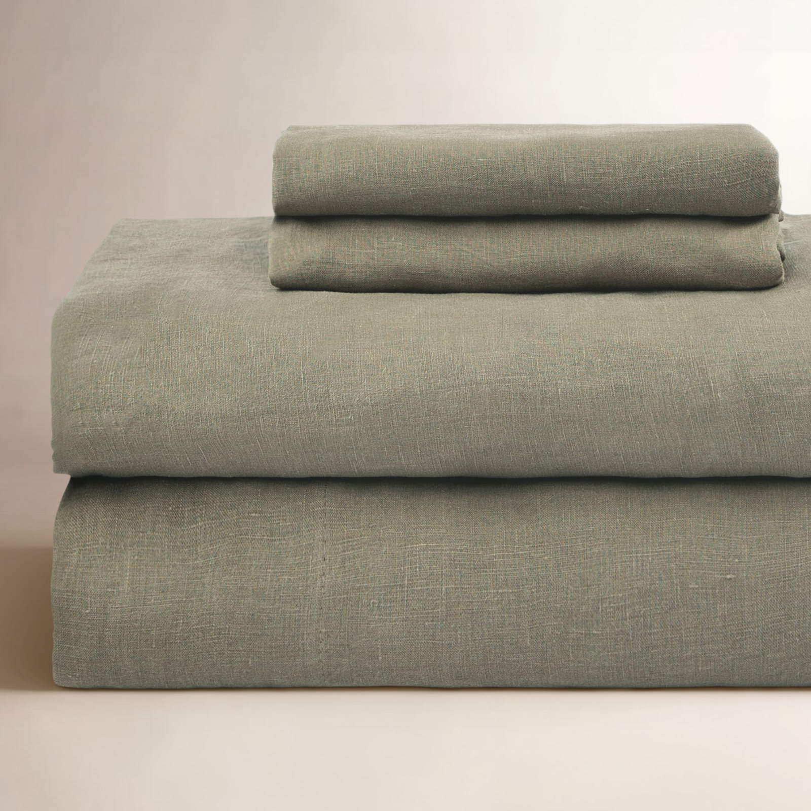 Linen Sheet Set, Moss, Twin Sheet Set with 1 Pillowcase