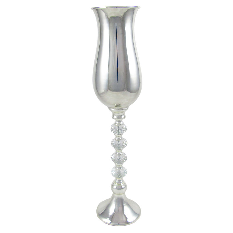 Vase de table en métal Feingold, Argent, H 21,5 po x l 4,5 po x P 4,5 po