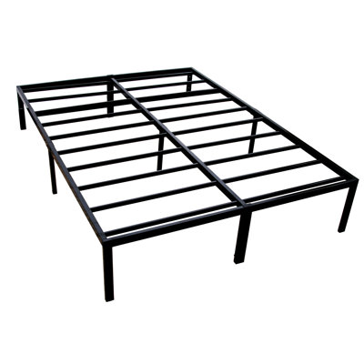 Lit plateforme moderne très robuste en acier noir avec structure et bords nets, poids du produit de 49 lb