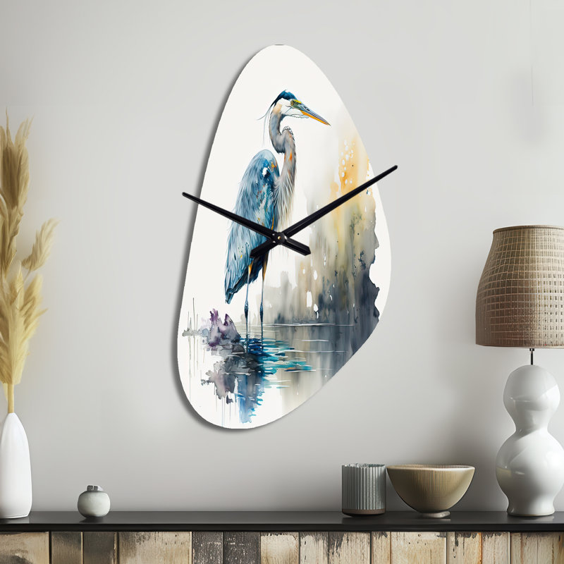 Mignon héron dans un lac, art floral III - Héron, forme irrégulière, Moyenne