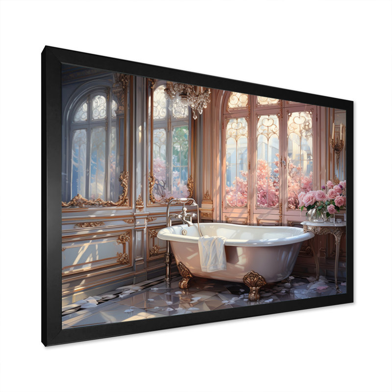 Décoration murale de salle de bain Ethereal Glow II - Toile de salle de bain, H 30 po x l 40 po x P 1,5 po, Cadre photo noir