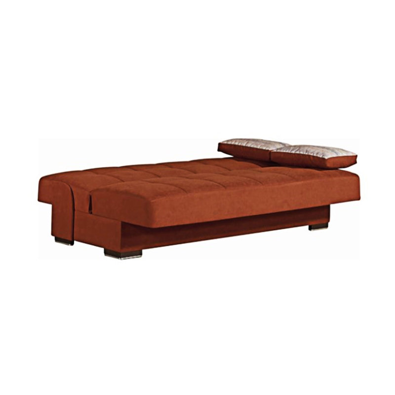 Canapé-lit rembourré convertible avec rangement, Orange