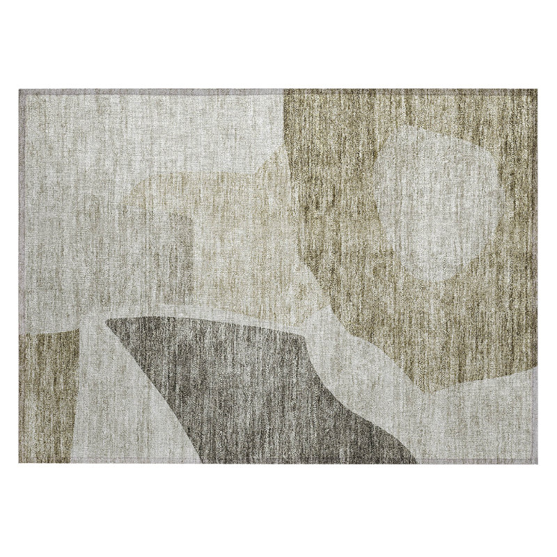 Cheridyn Washable Abstract Indoor / Outdoor Rug, Rectangle 1'8" x 2'6"