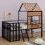 Metal Loft Bed With Roof, Window, Guardrail, Ladder-2097768162