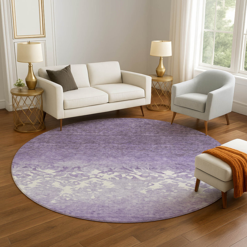 Premium Machine Washable Millbrook AMF1959 Damask Rug, Round 8'