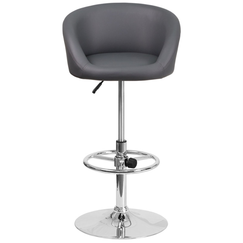 Tabouret de bar rotatif à hauteur ajustable Nordin, Vinyle gris foncé