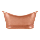 Paige 66" Copper Double Slipper Pedestal Tub with Pre-Drilled Overflow and Rolled Rim - Less Drain