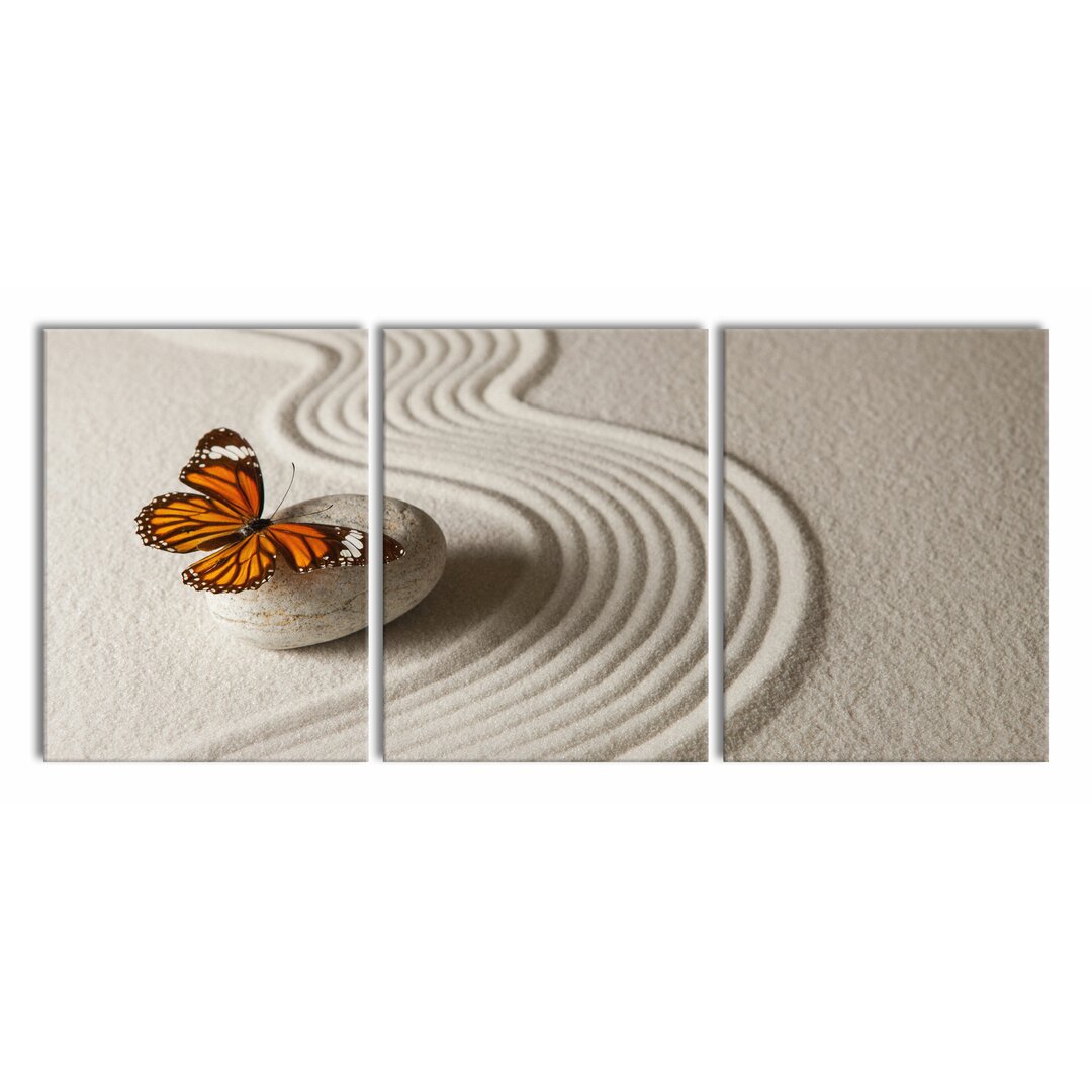 3-tlg. Leinwandbilder-Set Zen Butterfly