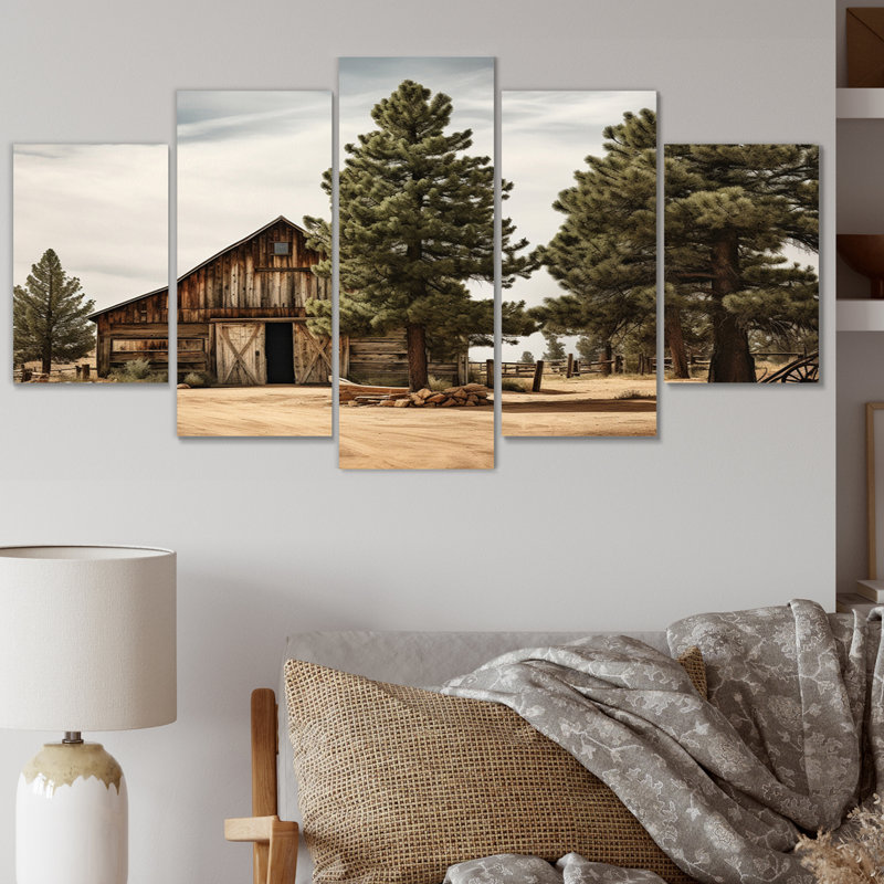 'Pine Tree Rustic Charm - Tree Pine Canvas Print - 5 Panels