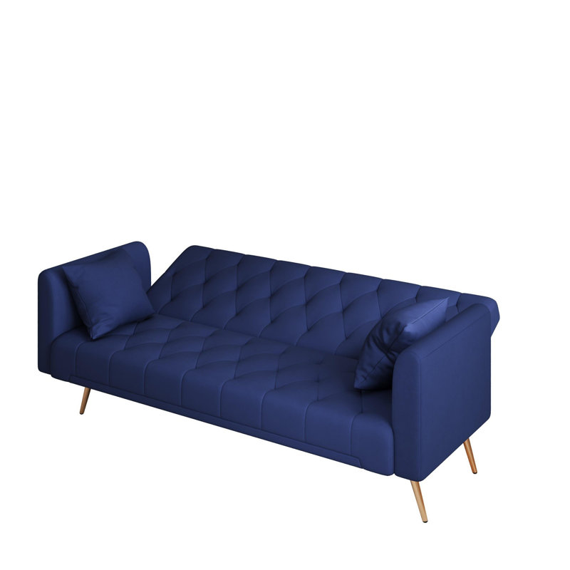 Cathal Velvet Sleeper convertible love seat sofa, American retro velvet, suitable for small living room, bedroom, Blue Velvet