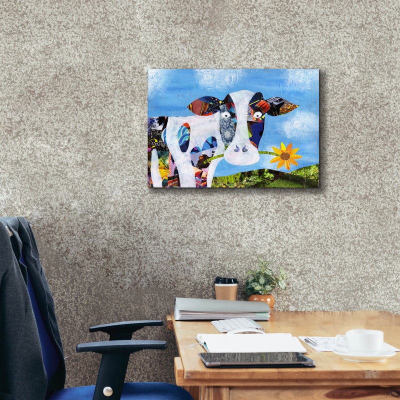 «Cow» par Artpoptart, art mural sur toile, H 20 po x l 24 po x P 0,75 po