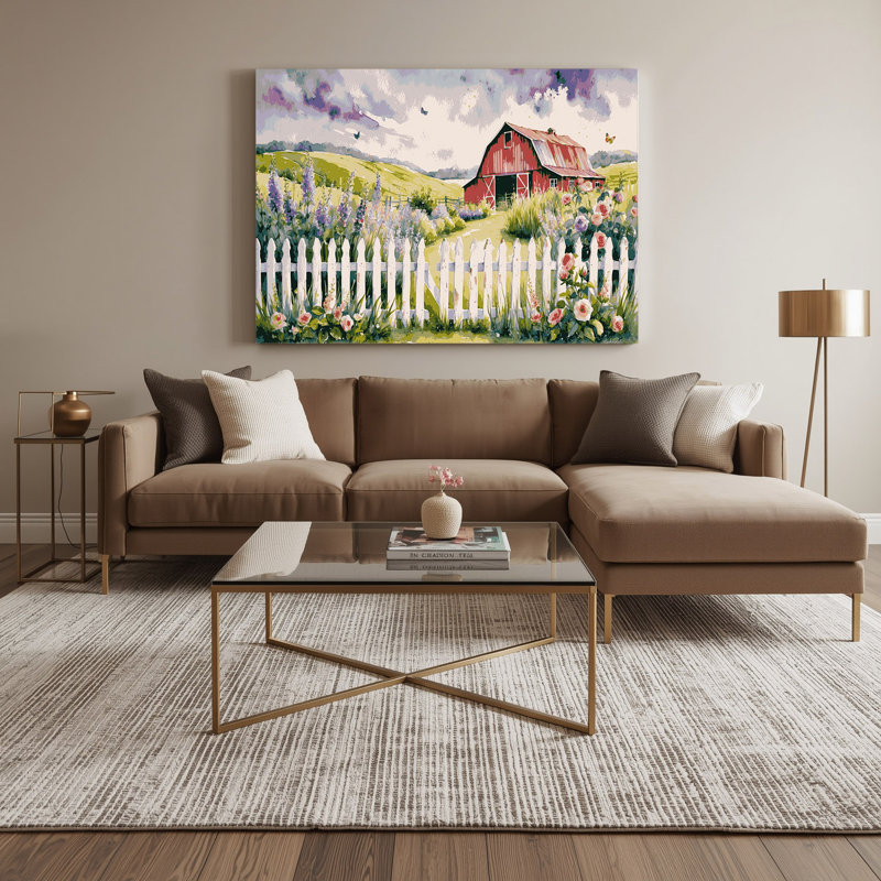 «Farm Picket Fence Beige», art mural sur toile, H 12 po x l 18 po