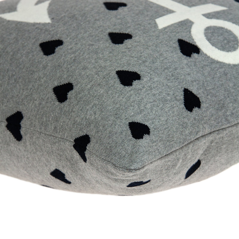 Gail Nautical Anchor Gray and White Cotton Throw Pillow
