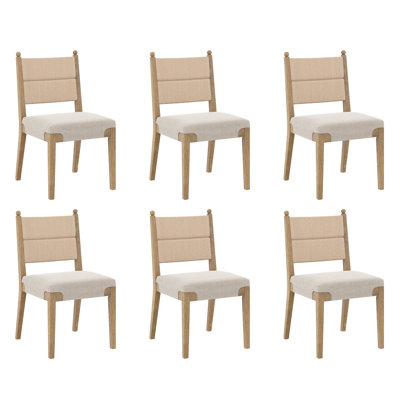 Ensemble de 6 chaises de salle à manger en bois massif avec dossier en ruppie maritime Cove