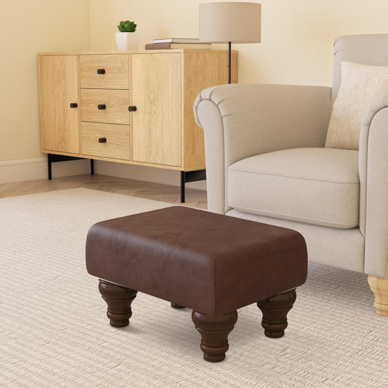Collado Wood Turned Leg, Mahogany, Chestnut Brown, Italian Leather