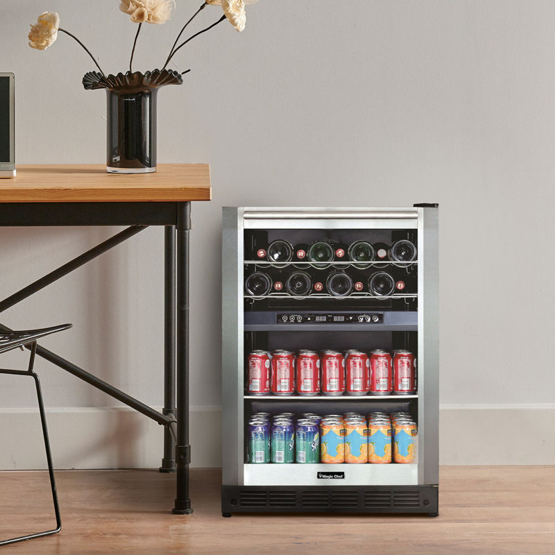 Magic Chef 24'' Stainless Steel Dual-Zone Wine and Beverage Cooler