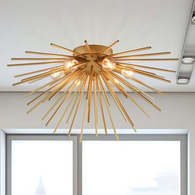 Eadey Flush Mount Sputnik Ceiling Lamp in Gold