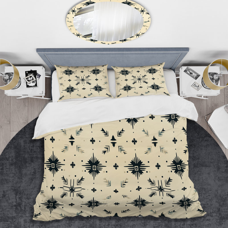 Neutral Nomad Ii Boho Pattern Duvet Cover, Queen Duvet Cover + 2 Standard Shams