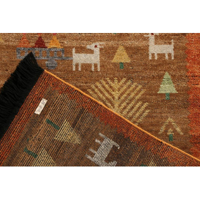 Rug & Kilim’S Scandinavian Folk Art Rug In Brown With Pictorial Pattern